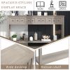 Rustic Entryway Console Table,60" Long Sofa Table with two Different Size Drawers and Bottom Shelf for Storage - Gray Wash - Solid Wood