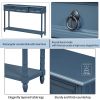 Console Table Sofa Table with Drawers for Entryway with Projecting Drawers and Long Shelf - Antique Navy - Solid Wood+MDF