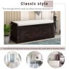 Storage Bench with 4 Doors and Adjustable Shelves,Shoe Bench with Removable Cushion for Living Room,Entryway - Espresso - Solid Wood