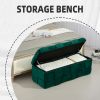COOLMORE Storage Ottoman,Bedroom End Bench,Upholstered Fabric Storage Ottoman with Safety Hinge, Green