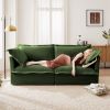 Green Modern Slipcovered 2-Seat Sofa Couches for Living Room, 2 Seater Sofa, Plain Chenille Deep Seat Sofa with Upholstered Cushion&Detachable Cover