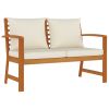 4 Piece Patio Dining Set with Cushions Solid Wood Acacia - Brown