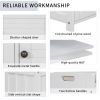 Storage Bench with 3 Shutter-shaped Doors,Shoe Bench with Removable Cushion and Hidden Storage Space - White - MDF