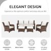 Patio Furniture Set Rattan Outdoor Sectional Conversation Sets 3-Seat Outdoor Couch,2 Single Chair and 2 Ottoman (Bron-Off White, Set of 5)