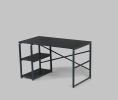 Furnish Home Store Sage Black Metal Frame 47" Wooden Top 2 Shelves Writing and Computer Desk for Home Office, Black - as pic