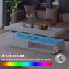 LED Coffee Table with Storage, Modern Center Table with 2 Drawers and Display Shelves, Accent Furniture with LED Lights for Living Room - White