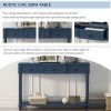 Console Table Sofa Table with Drawers for Entryway with Projecting Drawers and Long Shelf - Antique Navy - Solid Wood+MDF
