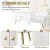 Modern Shoe Storage Bench with Hidden Storage and Upholstered Cushions for Bedside,Living Room and Entryway - White - MDF+Metal