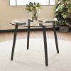 Modern simple style round transparent tempered glass table, tempered glass table top, black metal legs 42 "*42" *29.5 "1123r - as Pic