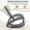 2-in-1 Outdoor Rocking Chair with 4-Position Adjustable Backrest for Patio Porch Poolside - Gray