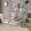 Electroplated Glass Bar Cart, With Wine Rack And Glass Holder, For Kitchen, Serving, Hotel Silver - as picture