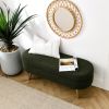 Ottoman Oval Storage Bench,Rubber Wood Legs, Green(43.5"x16"x16") - as Pic