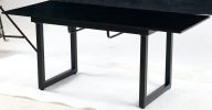 Square Extendable Dining Table with metal leg,Modern Space Saving Kitchen Table for Living Room( 70.86" W x 31.5" D x 29.5" H) - Black - MDF+Metal