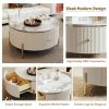 Modern Round Coffee Table with 2 large Drawers Storage Accent Table(31.5'') - Off White - MDF