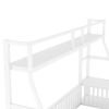 Twin Size Floor Bed Frame with Safety Fence, Metal Floor Bed with Desk and Storage Shelves, Playhouse for Kids, White - as Pic