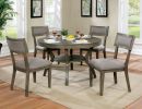 Rustic Grey Solid wood Round Dining Table w Shelf Dining Room Furniture 1pc Table Only - as Pic