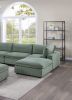 Sage Color 8pc Modular Sectional Set Corduroy Upholstery Couch 3x Corner wedge, 3x Armless Chairs 2x Ottomans Living Room Furniture - as Pic