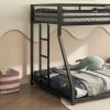 Adam Sturdy Twin over Full Bunk Bed Metal Black for Kids and Adult, Low Profile Twin over Full Bunk Bed with Ladder and Guardrails