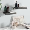 Floating Wall Shelves 2 pcs High Gloss Gray 9.1"x9.3"x1.5" MDF - Grey