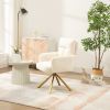 Contemporary Off-White Cashmere High-Back Upholstered Swivel Accent Chair