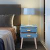 Nightstand Set of 2; 2 Drawers Wood End Table for Bedroom Living Room; 24.8"H; Light Blue - Light Blue - Wood, Medium Density Fiberboard
