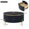 Modern Round Coffee Table with 2 large Drawers Storage Accent Table(31.5'') - Black - MDF