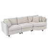 U_STYLE Three Indoor Cushioned Combination Sofas with Three Pillows and Curved Seat
