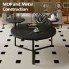 Modern coffee table with two display shelves, Black Faux marble surfaces, Tripod-inspired base,Rounded tabletop edges - Matte Black - MDF