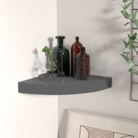 Floating Corner Shelf High Gloss Gray 9.8"x9.8"x1.5" MDF - Grey