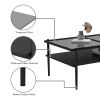 Coffee Table and End tables Set of 3, Tempered Glass Table with MDF layer, Modern Tables for Living Room , Gray Glass - as Pic