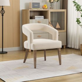 25.79" Wide Modern Barrel Open Back Accent Chair with Wooden Legs for Dining Room, Club, Kitchen and Living Room.Beige - as Pic