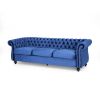 Classic 3-Seater Velvet Sofa in Navy Blue, Offering Timeless Elegance and Luxurious Comfort for Your Living Space