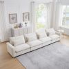 4 Seater Deep Seat Couches for Living Room, Comfy Beige Corduroy Sofas for Living Room Modern with 4 Waist Pillows - as Pic