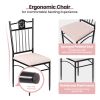 5 Pieces Dining Set Wood Metal Table and 4 Chairs with Cushions - Beige