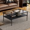 Coffee Table and End tables Set of 3, Tempered Glass Table with MDF layer, Modern Tables for Living Room , Gray Glass - as Pic