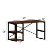 Furnish Home Store Sage Black Metal Frame 47" Wooden Top 2 Shelves Writing and Computer Desk for Home Office, White - as pic
