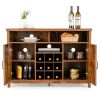Farmhouse Sideboard with Detachable Wine Rack and Cabinets - Rustic Brown