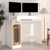 Desk with LED Lights White 38.2"x17.7"x35.4" Engineered Wood - White