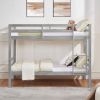 Twin over Twin Bunk Bed with Thick Posts,Wooden Bunk Bed with High Guardrail and Ladder for Kids, Teens, Dorm Rooms, and Guest Rooms,Grey - Wood