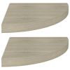 Floating Corner Shelves 2 pcs Oak 13.8"x13.8"x1.5" MDF - Brown