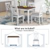 Rustic Minimalist Wood 5-Piece Dining Table Set with 4 X-Back Chairs for Small Places - White - Solid Wood