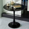 31.5" White Round Dining Table, Tulip Table Kitchen Dining Table 2-4 People with MDF Table Top & Pedestal Base- Black
