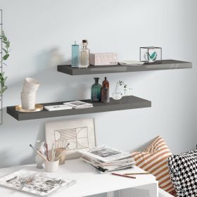 Floating Wall Shelves 2 pcs High Gloss Gray 35.4"x9.3"x1.5" MDF - Grey
