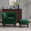 Velvet Accent Chair with Ottoman, Modern Barrel Chair Armchair for Living Room, Green - Green - Chenille