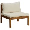 6 Piece Patio Lounge Set with Cream Cushion Solid Acacia Wood - Cream