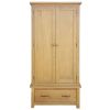 Wardrobe with 1 Drawer 35.4"x20.5"x72" Solid Oak Wood - Brown