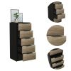 Cannon 5-Drawer Rectangle Dresser Black Wengue and Light Oak - as Pic