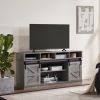 TV Stand Sliding Barn Door Modern&Farmhouse Wood Entertainment Center, TVs Up to 65",Grey - Grey - MDF+Metal