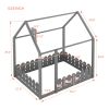 (Slats are not included)Full Size Wood Bed House Bed Frame with Fence, for Kids, Teens, Girls, Boys (Gray )(OLD SKU:WF281294AAE) - as pic