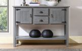 48'' Solid Wood Sideboard Console Table with 2 Drawers and Cabinets and Bottom Shelf, Retro Style Storage Dining Buffet Server Cabinet(Antique Gray)